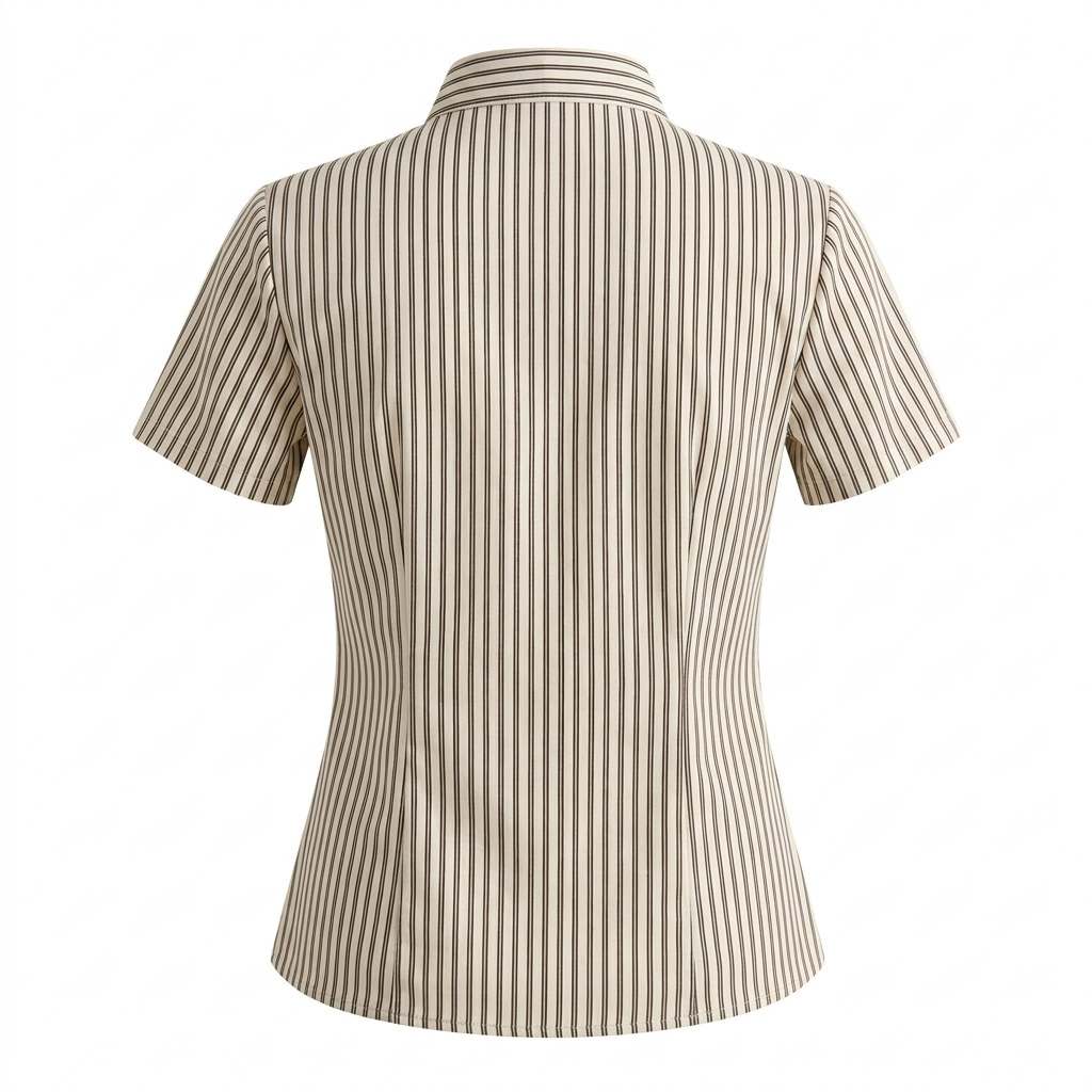 Beige Stripe Tie Neck Top