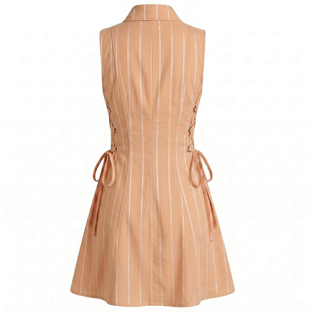 Stripe tie-waist short dress