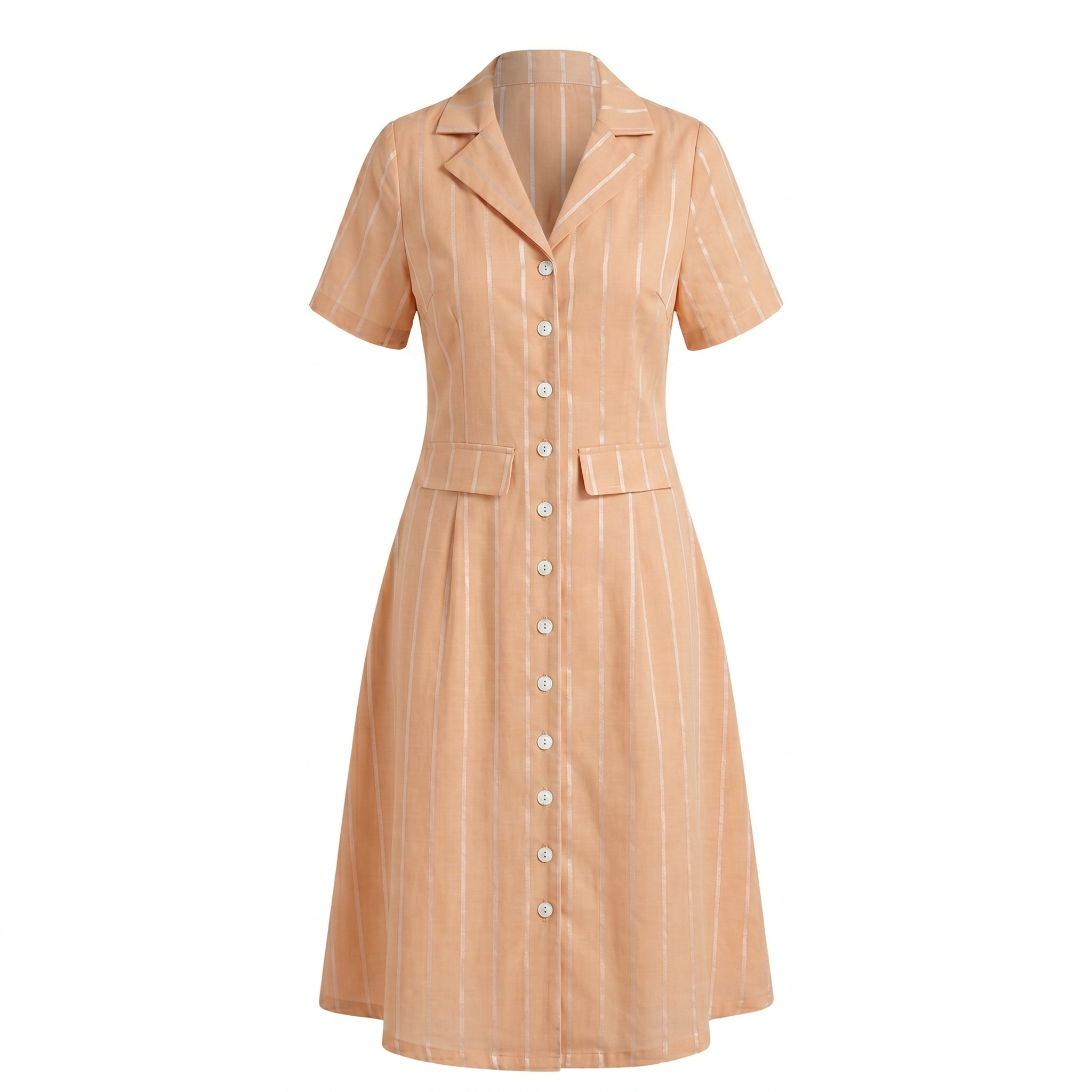 Stripe notch collar dress