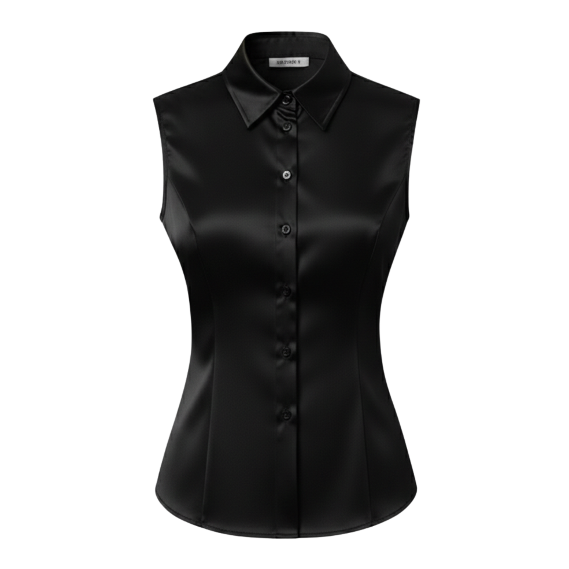 Sleeveless corset fit satin shirt