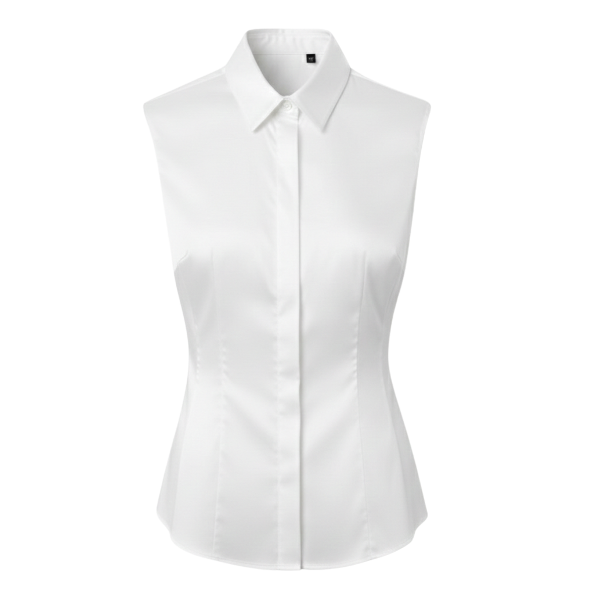 Sleeveless corset fit satin shirt