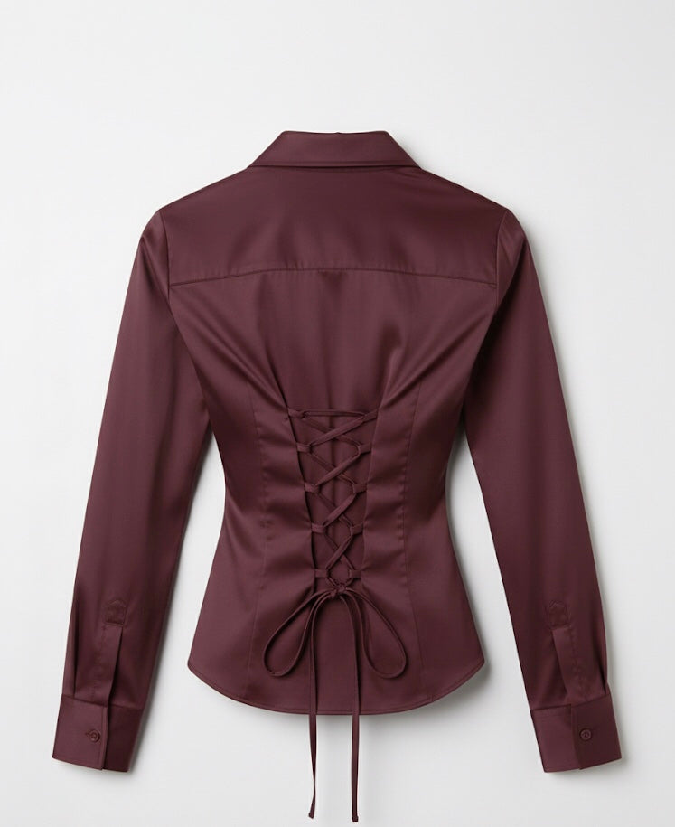 Corset Plain Fitted Shirt