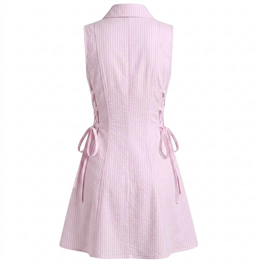 Stripe tie-waist short dress