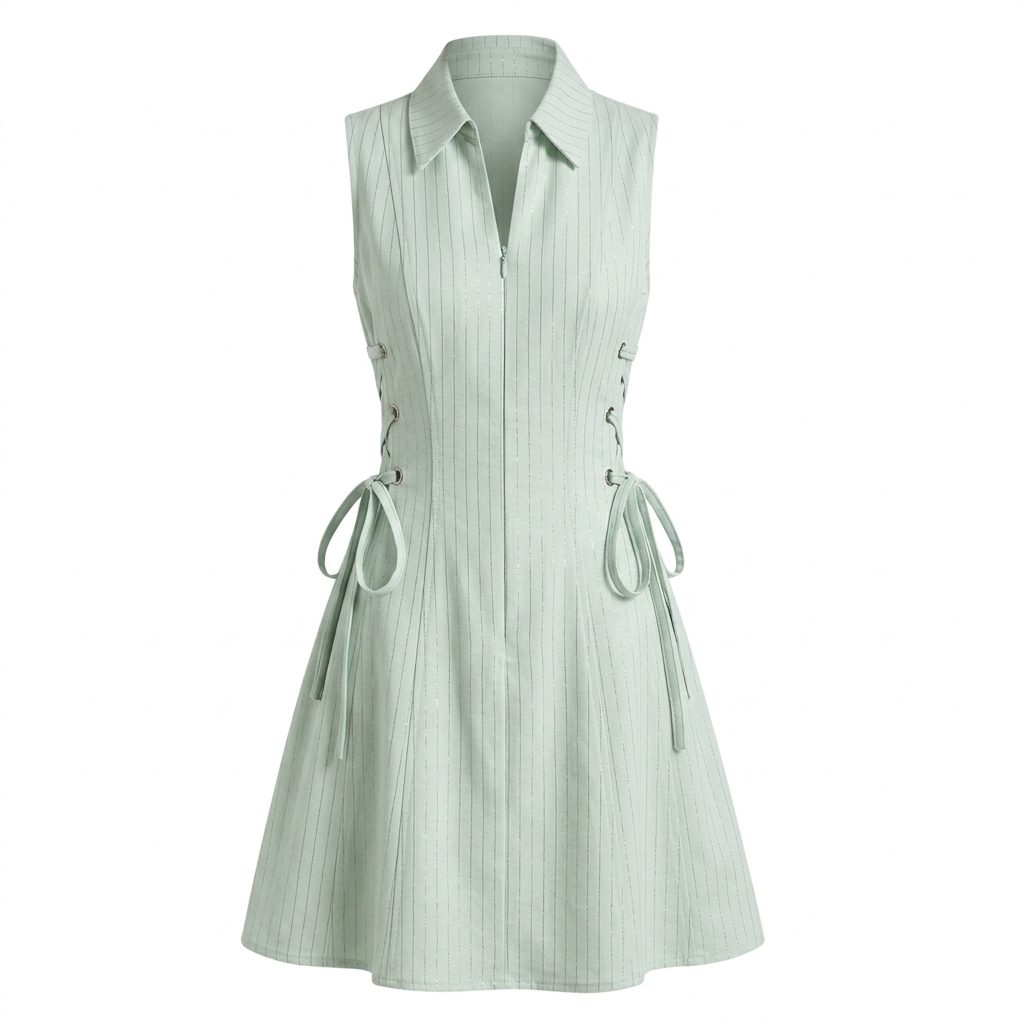 Stripe tie-waist short dress