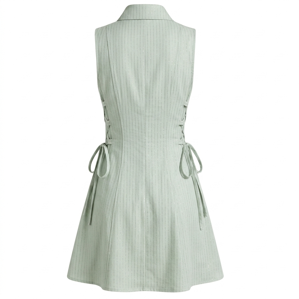 Stripe tie-waist short dress
