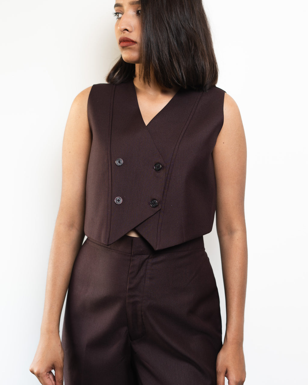 Maroon Double Breasted Waistcoat