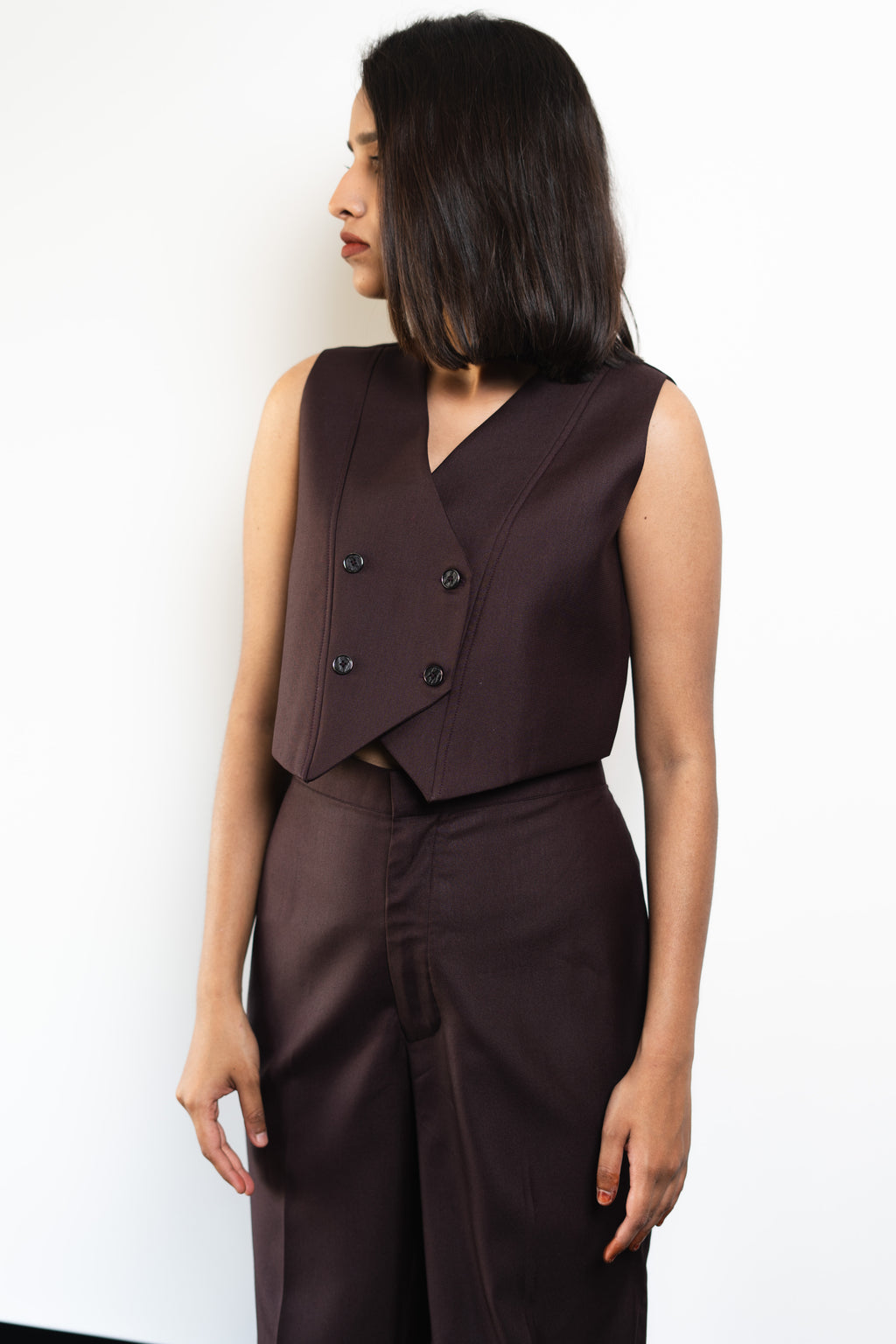 Maroon Double Breasted Waistcoat